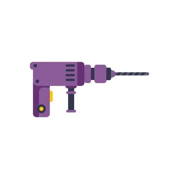 Purple electric drill bit pointing right illustration Stock Illustration