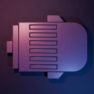 Purple Electric engine icon isolated on purple-blue background. Car alterna.. Иллюстрация