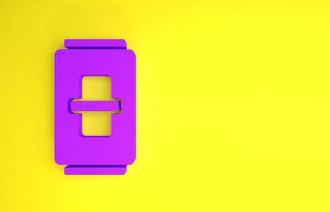 Purple Electric light switch icon isolated on yellow background. On and Off i イラスト素材