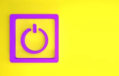 Purple Electric light switch icon isolated on yellow background. On and Off i イラスト素材