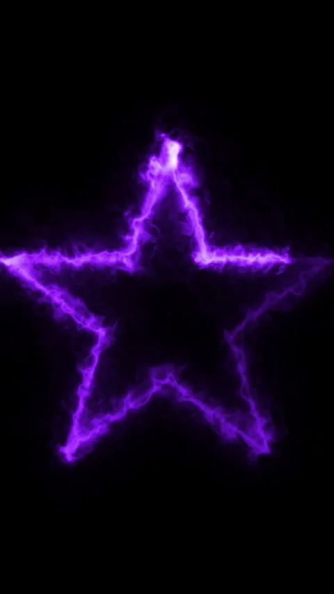 Purple electrical energy star shape glowing on black back background. Stock-Footage 337710222