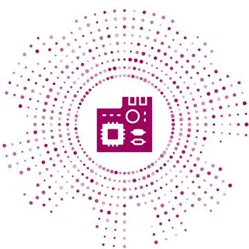 Purple Electronic computer components motherboard digital chip integrated 스톡 일러스트