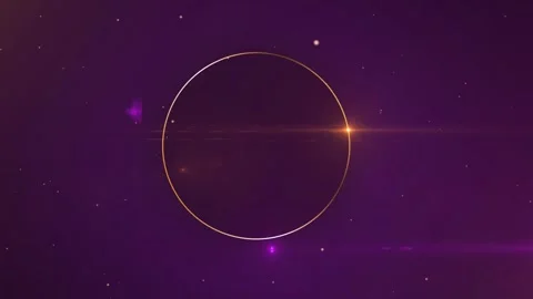 Purple empty Circle with golden line purple background and golden particles. Video stock 282252950