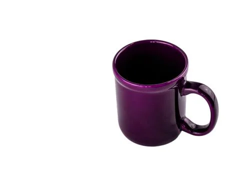 Purple empty coffee cup with a black inside Foto stock