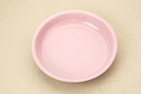 Purple empty plate, copy space, top view Stock Photos