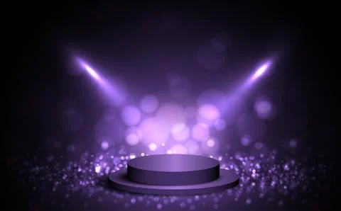 Purple empty room studio gradient used for background with spotlight and disp Illustrazione stock