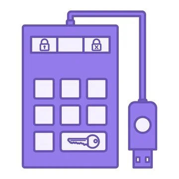 Purple Encrypted Hard Drive Icon. Vector Illustration. A Drive With all Fil.. 스톡 일러스트