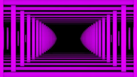 Purple Endless Corridor Row Repetitive Animation To Dark Background Loop Stock Footage 247761142