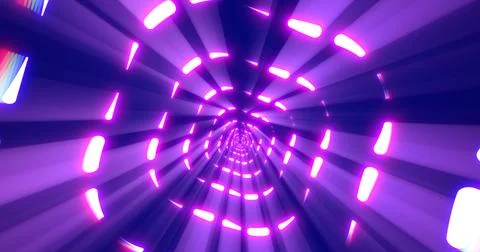 Purple energy digital square rectangle tunnel frame made of lines and dots fu Stock Photos
