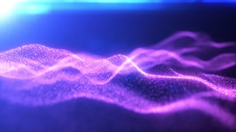 Purple energy glowing magic waves from particles of lines with light rays. .. Stock Footage 275653316