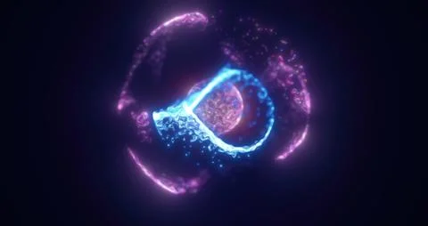 Purple energy magic circle, sphere, ball made of futuristic waves and lines.. Stock Illustration
