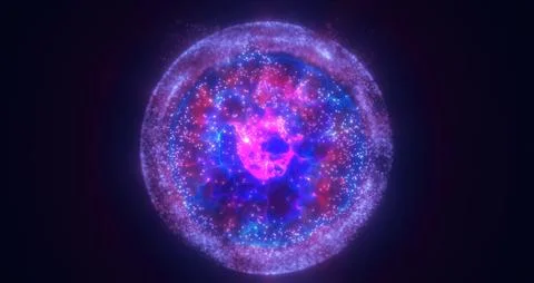 Purple energy magic circle, sphere, ball made of futuristic waves and lines.. Stock Illustration