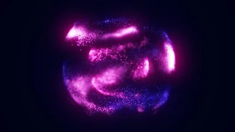 Purple energy magic circle, sphere, ball made of futuristic energy particle.. Stock Illustration