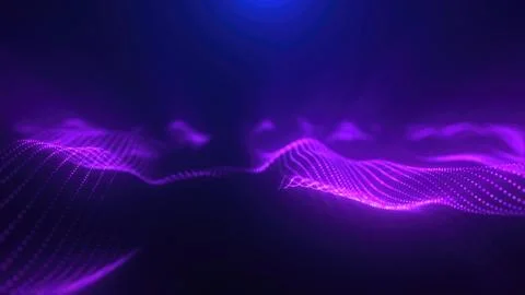 Purple energy magic waves high tech digital iridescent morphing with light ra Illustrazione stock