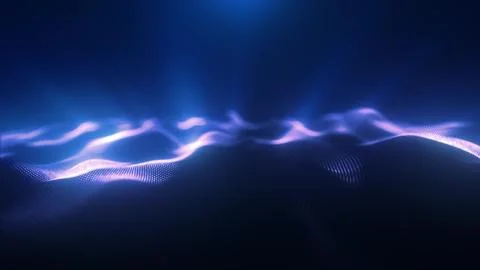 Purple energy magic waves high tech digital iridescent morphing with light .. Stock Illustration