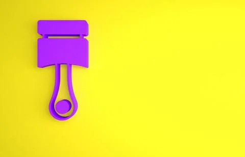 Purple Engine piston icon isolated on yellow background. Car engine piston si Illustrazione stock
