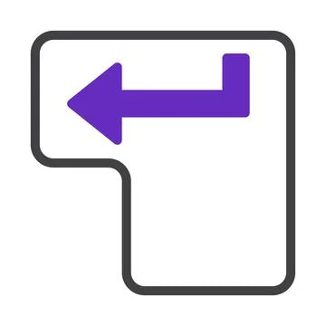 Purple enter key symbol inside rounded rectangle, digital illustration Illustrazione stock
