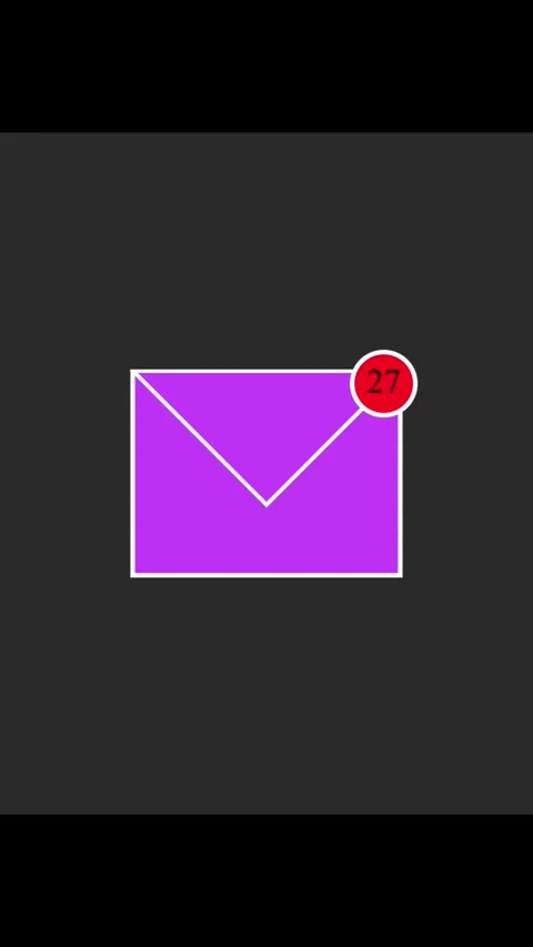 Purple envelope icon transforms and accumulates notification badge numbers .. Vídeo Stock 330511560