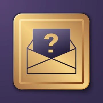 Purple Envelope with question mark icon isolated on purple background. Letter Stock Illustration