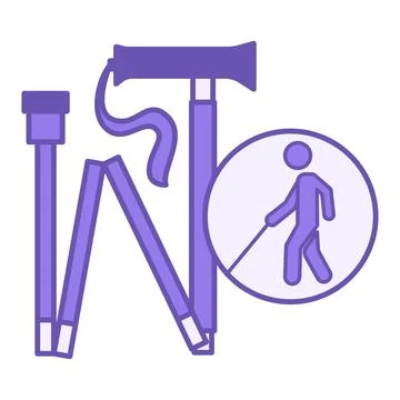Purple Ergonomic Folding Cane Icon. Vector Illustration. Portable Walking A.. Stock Illustration