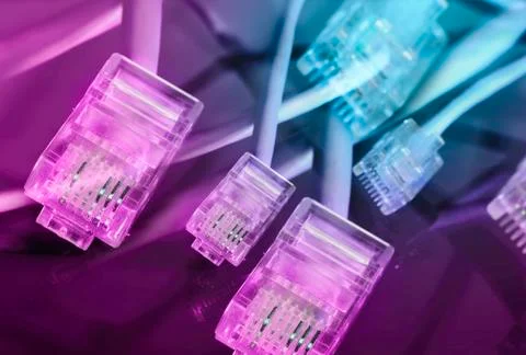 Purple ethernet plug background Stock Photos
