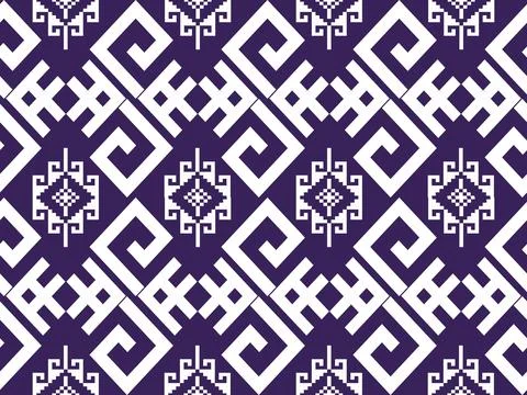 Purple Ethnic Geometric Seamless Pattern Stock Illustration
