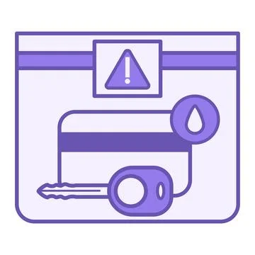 Purple Evidence Bag Icon. Vector Illustration. Blood Drop on Credit Card, K.. Stock Illustration