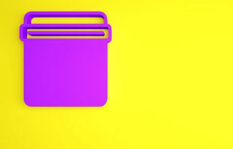 Purple Evidence bag with knife icon isolated on yellow background. Minimalism Stock Illustration