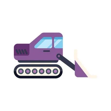 Purple excavator digging with extended front shovel Stock Illustration