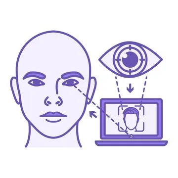 Purple Eye Tracking Control Icon. Vector Illustration. Assistive Technology.. Stock Illustration