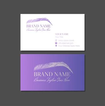 Purple Eyebrows or Brows Make Up Artist Business Card Design Template Stock Illustration