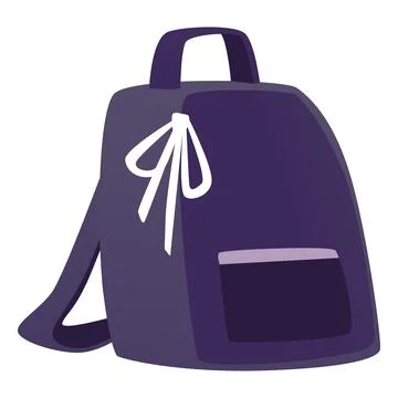 Purple fabric backpack with a pocket, handle, and straps. Illustration