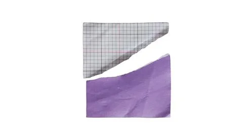 Purple fabric with grid pattern overlay on folded edge Stock Illustration
