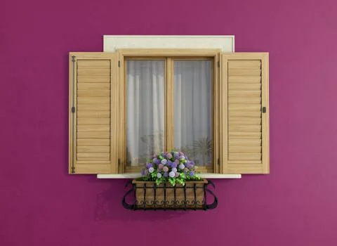 Purple facade with closed windows Stock Illustration