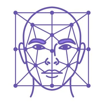 Purple Face ID Recognition Icon. Vector Illustration. Security System That .. Stock Illustration