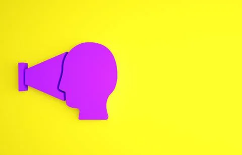 Purple Face recognition icon isolated on yellow background. Face identificati Stock Illustration