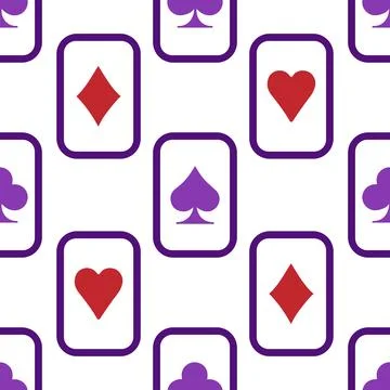 Purple falling playing cards seamless pattern Stock Illustration
