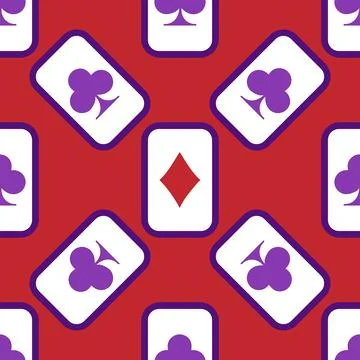 Purple falling playing cards seamless pattern Stock Illustration