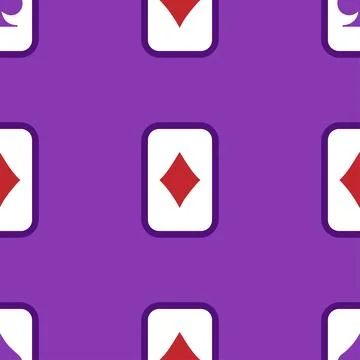Purple falling playing cards seamless pattern. Poker and Wonderland. Stock Illustration