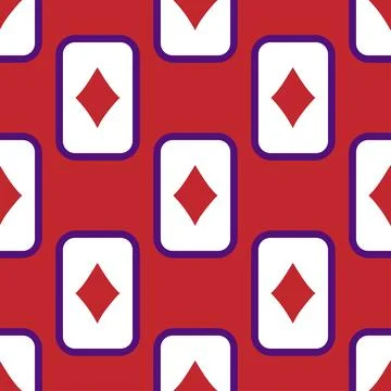 Purple falling playing cards seamless pattern. Poker and Wonderland. Stock Illustration