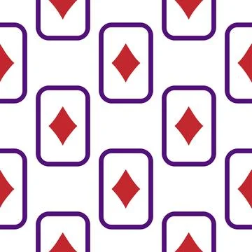 Purple falling playing cards seamless pattern. Poker and Wonderland. Stock Illustration