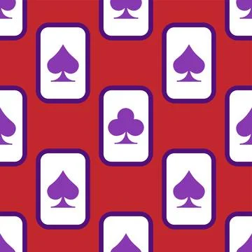 Purple falling playing cards seamless pattern. Poker and Wonderland. Stock Illustration