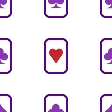 Purple falling playing cards seamless pattern. Poker and Wonderland. Stock Illustration
