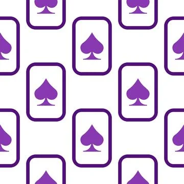 Purple falling playing cards seamless pattern. Poker and Wonderland. Stock Illustration