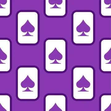 Purple falling playing cards seamless pattern. Poker and Wonderland. Stock Illustration