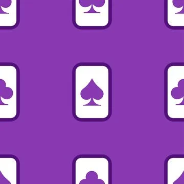 Purple falling playing cards seamless pattern. Poker and Wonderland. Stock Illustration