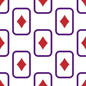 Purple falling playing cards seamless pattern. Poker and Wonderland. Stock Illustration
