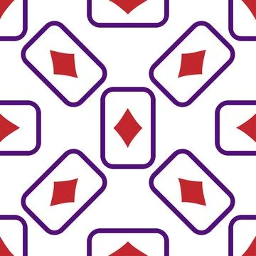 Purple falling playing cards seamless pattern. Poker and Wonderland. Stock Illustration