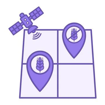 Purple Field Yield Mapping Icon. Vector Illustration. Creating Digital Fiel.. Stock Illustration
