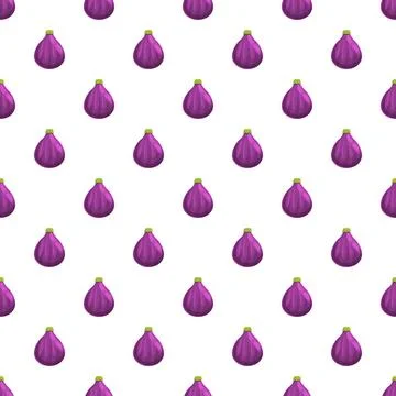 Purple fig fruit seamless pattern on white background Stock Illustration